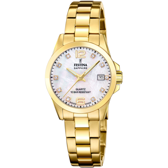 Festina RELOJ FESTINA SWISS MADE ACERO CLÁSICO F20050/1 BEIGE CORREA DE ACERO INOXIDABLE 316L MUJER