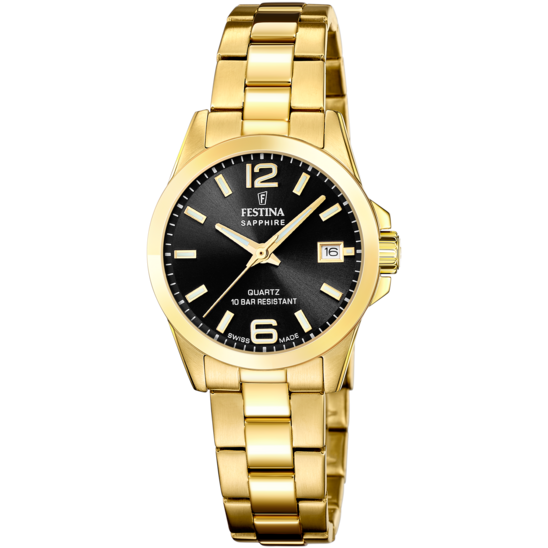 Festina RELOJ FESTINA SWISS MADE ACERO CLÁSICO F20050/4 NEGRO CORREA DE ACERO INOXIDABLE 316L MUJER