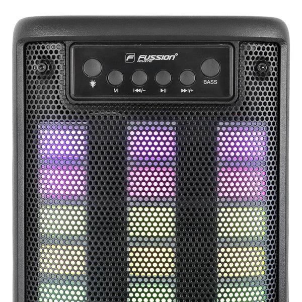 Fussion ISP-24009: Bocina Portátil ROOK de 20 000W P.M.P.O con Bluetooth Radio FM y Luces RGB 2X4" Superdescuento
