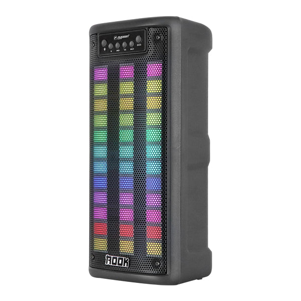 Fussion ISP-24009: Bocina Portátil ROOK de 20 000W P.M.P.O con Bluetooth Radio FM y Luces RGB 2X4" Superdescuento