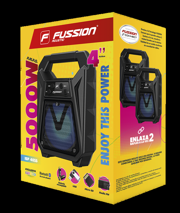 Fussion ISP-4035 Bocina Portátil de 4" 5 000W P.M.P.O Rebajas