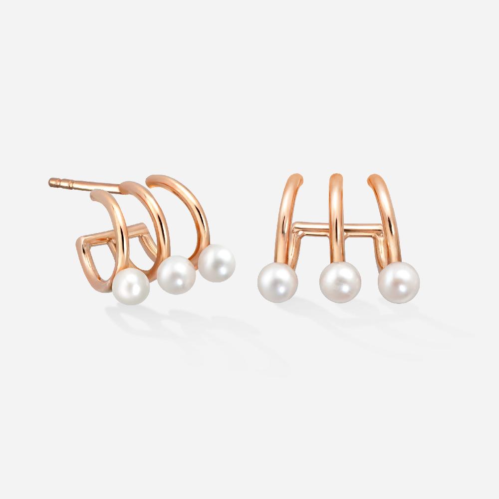 Gold&roses PENDIENTES TRIPLE ARO PERLAS