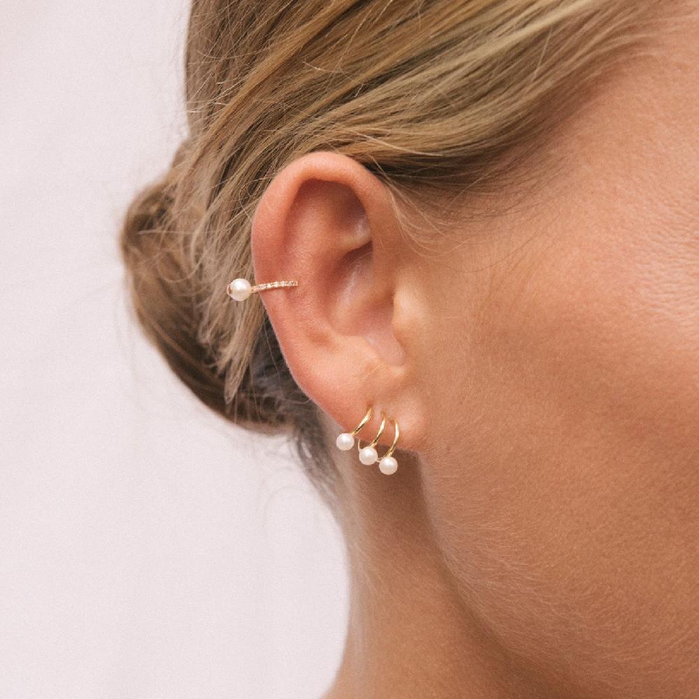 Gold&roses PENDIENTES TRIPLE ARO PERLAS Descuentos del mes