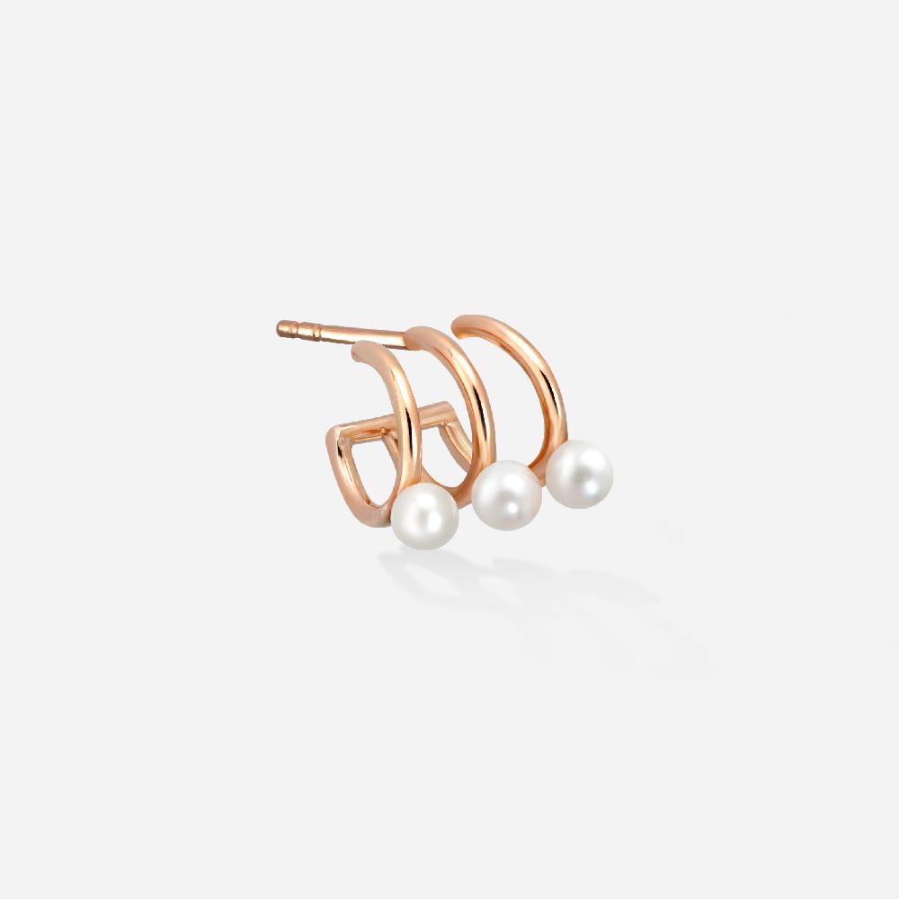 Gold&roses PENDIENTE TRIPLE ARO PERLAS