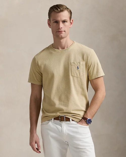 ﻿lauren ralph lauren Camiseta de algodón y lino Standard Fit para hombre | Ralph Lauren® ES