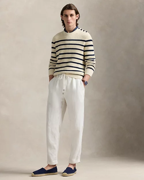lauren ralph lauren Jersey de algodón y lino con rayas para hombre | Ralph Lauren® ES Precio ultrabajo