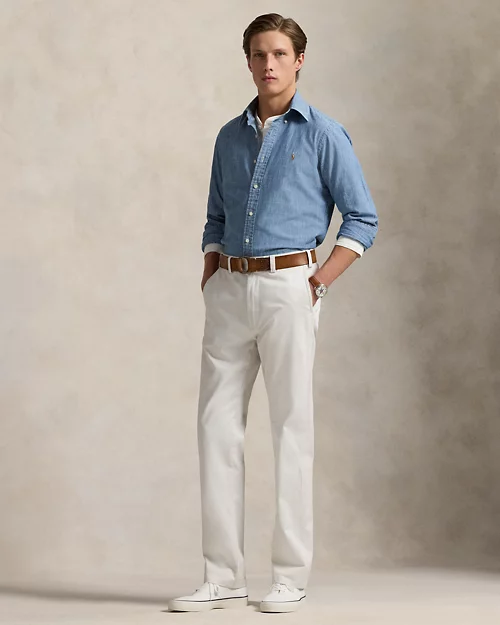 lauren ralph lauren Sobrecamisa de cambray en índigo para hombre | Ralph Lauren® ES En línea