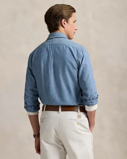 lauren ralph lauren Sobrecamisa de cambray en índigo para hombre | Ralph Lauren® ES En línea