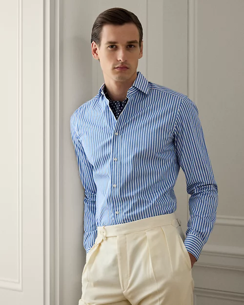 lauren ralph lauren Camisa de popelina con rayas bengalíes para hombre | Ralph Lauren® ES
