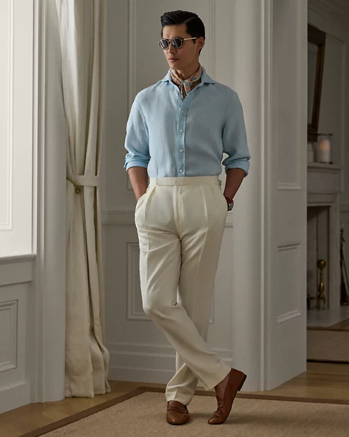 lauren ralph lauren Camisa de lino con tejido de rejilla para hombre | Ralph Lauren® ES Rebajas de fin de temporada