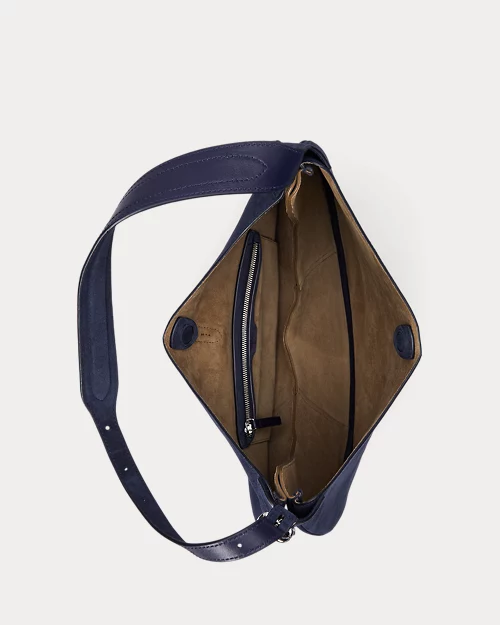 lauren ralph lauren Bolso de hombro Polo ID grande de ante para mujer | Ralph Lauren® ES Devoluciones gratuitas