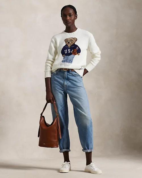 lauren ralph lauren Jersey de algodón y lino con Polo Bear para mujer | Ralph Lauren® ES Tienda