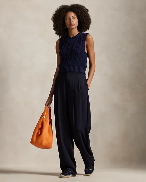 lauren ralph lauren Chaleco recortado en punto de ochos para mujer | Ralph Lauren® ES Rebajas top
