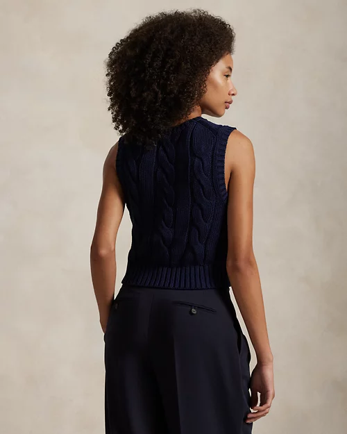 lauren ralph lauren Chaleco recortado en punto de ochos para mujer | Ralph Lauren® ES Rebajas top