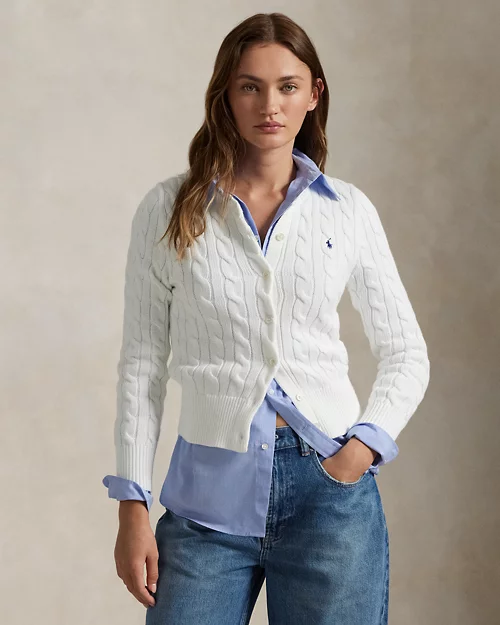 lauren ralph lauren Cárdigan de algodón en punto de ochos para mujer | Ralph Lauren® ES