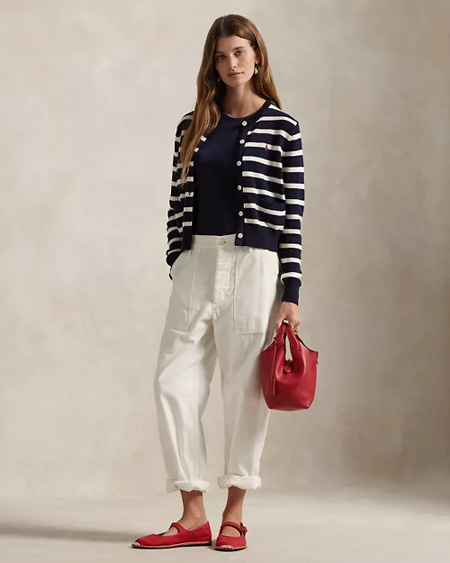 lauren ralph lauren Cárdigan de algodón con cuello redondo para mujer | Ralph Lauren® ES Últimos 3 días