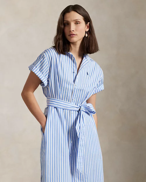lauren ralph lauren Vestido camisero de algodón con cinturón para mujer | Ralph Lauren® ES Últimos 2 días
