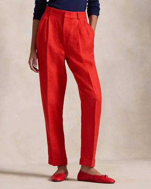 lauren ralph lauren Pantalón ajustado de sarga de lino para mujer | Ralph Lauren® ES Solo hoy