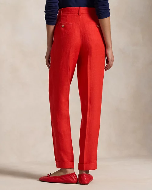 lauren ralph lauren Pantalón ajustado de sarga de lino para mujer | Ralph Lauren® ES Solo hoy
