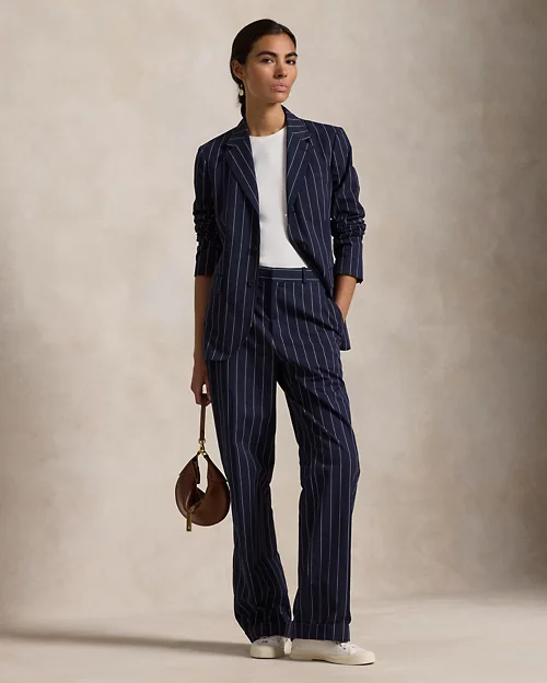 lauren ralph lauren Blazer de algodón y lino con rayas finas para mujer | Ralph Lauren® ES Envío internacional gratuito