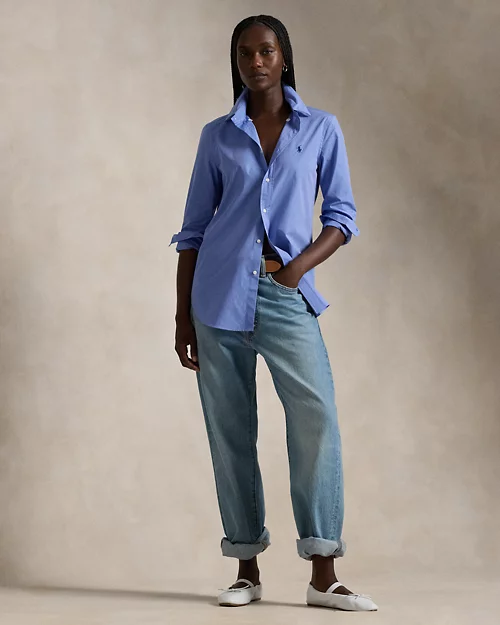 lauren ralph lauren Camisa Slim de algodón elástico para mujer | Ralph Lauren® ES Tienda de fábrica