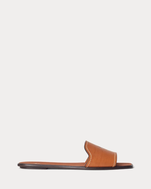 lauren ralph lauren Sandalia tipo chancla de piel vachetta para mujer | Ralph Lauren® ES