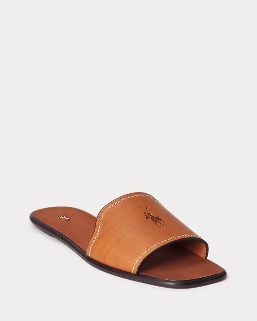 lauren ralph lauren Sandalia tipo chancla de piel vachetta para mujer | Ralph Lauren® ES Último día