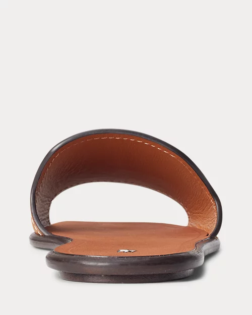 lauren ralph lauren Sandalia tipo chancla de piel vachetta para mujer | Ralph Lauren® ES Último día