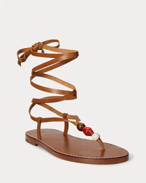 lauren ralph lauren Sandalia de piel con abalorios y tira para mujer | Ralph Lauren® ES Solo hoy