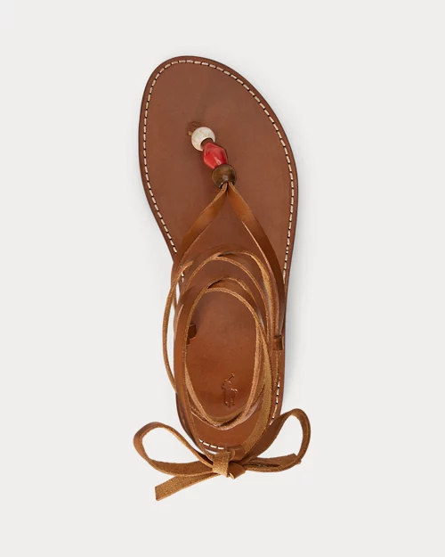 lauren ralph lauren Sandalia de piel con abalorios y tira para mujer | Ralph Lauren® ES Solo hoy