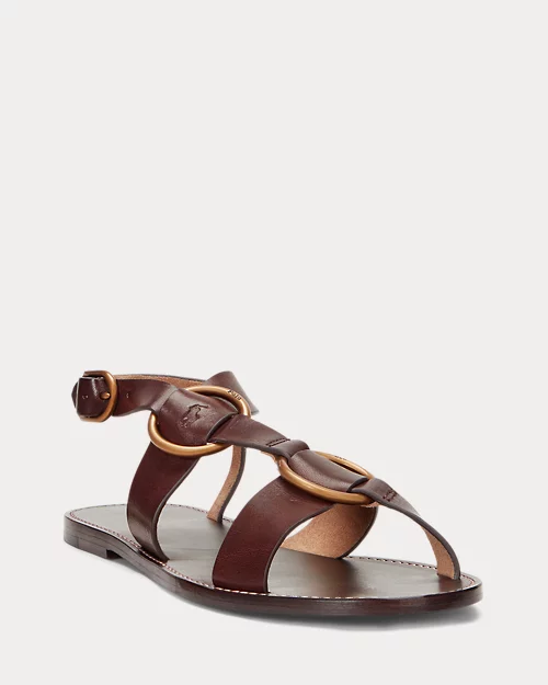 lauren ralph lauren Sandalia de piel con doble anilla para mujer | Ralph Lauren® ES Oferta especial de fábrica