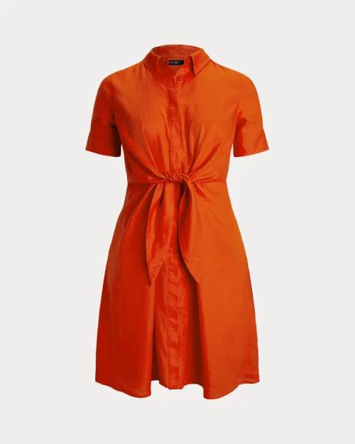 lauren ralph lauren Vestido camisero anudado de lino para mujer | Ralph Lauren® ES Rebajas
