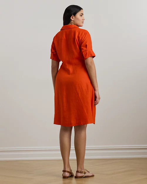 lauren ralph lauren Vestido camisero anudado de lino para mujer | Ralph Lauren® ES Rebajas