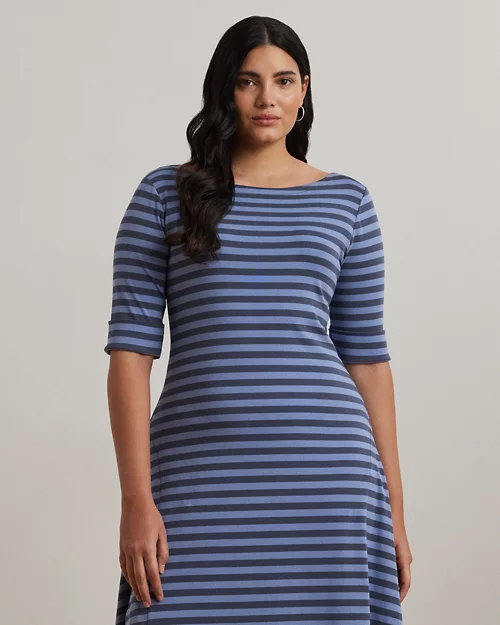 lauren ralph lauren Vestido de algodón elástico con rayas para mujer | Ralph Lauren® ES Venta caliente