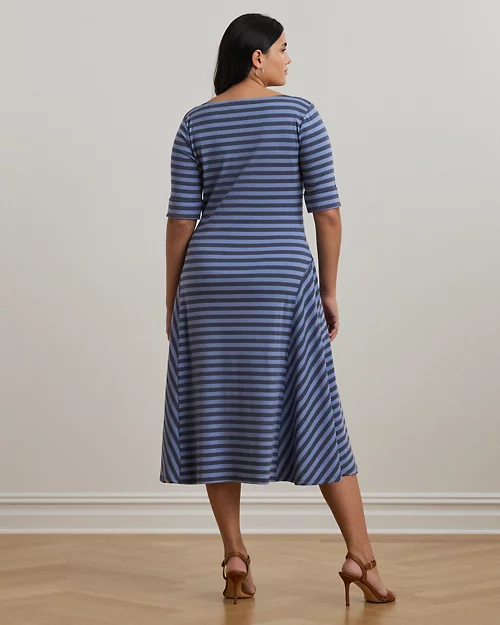 lauren ralph lauren Vestido de algodón elástico con rayas para mujer | Ralph Lauren® ES Venta caliente
