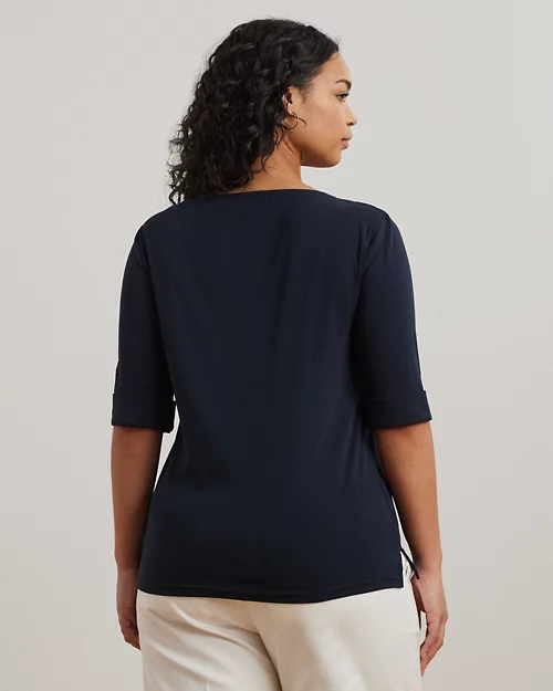 lauren ralph lauren Top de cuello barco de algodón para mujer | Ralph Lauren® ES Los más vendidos
