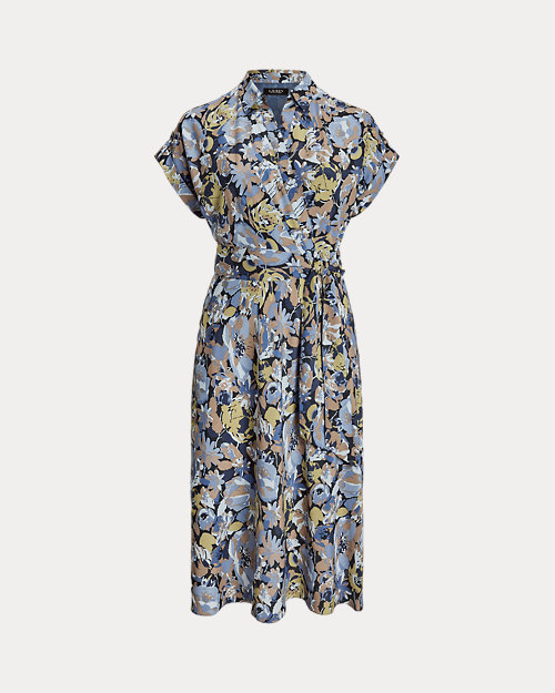 lauren ralph lauren Vestido de crepé estampado con cinturón para mujer | Ralph Lauren® ES Tienda
