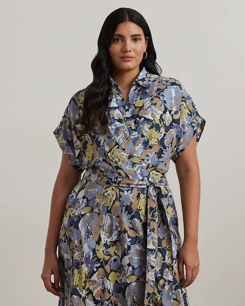lauren ralph lauren Vestido de crepé estampado con cinturón para mujer | Ralph Lauren® ES Tienda