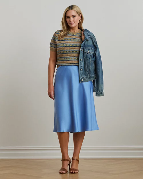 lauren ralph lauren Falda midi de charmeuse de raso para mujer | Ralph Lauren® ES