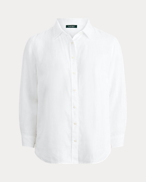 lauren ralph lauren Camisa de lino con manga vuelta para mujer | Ralph Lauren® ES ÚLTIMAS EDICIONES