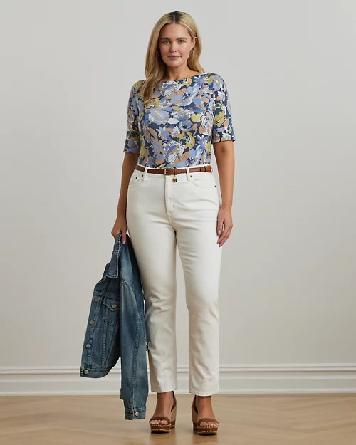 lauren ralph lauren Camiseta de algodón elástico estampada para mujer | Ralph Lauren® ES Último día
