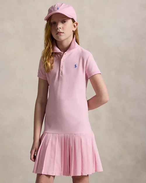lauren ralph lauren Vestido polo de piqué elástico plisado para niña | Ralph Lauren® ES Solo queda un día