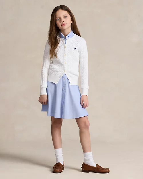 lauren ralph lauren Cárdigan de algodón en punto de ochos para niña | Ralph Lauren® ES Limitado a 3 días
