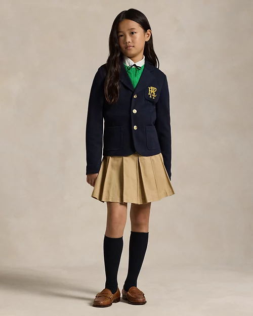 lauren ralph lauren Blazer de punto doble con logotipo para niña | Ralph Lauren® ES Descuentos del mes