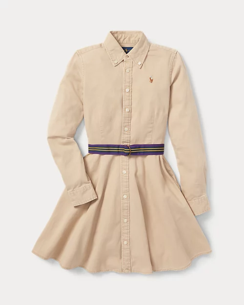lauren ralph lauren Vestido camisero chino de algodón con cinturón para niña | Ralph Lauren® ES Ofertas especiales