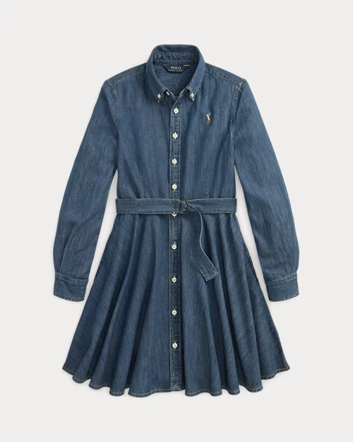 lauren ralph lauren Vestido camisero denim de algodón con cinturón para niña | Ralph Lauren® ES Grandes ahorros