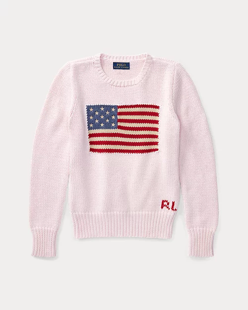 lauren ralph lauren Jersey de algodón y cuello redondo con la bandera para niña | Ralph Lauren® ES