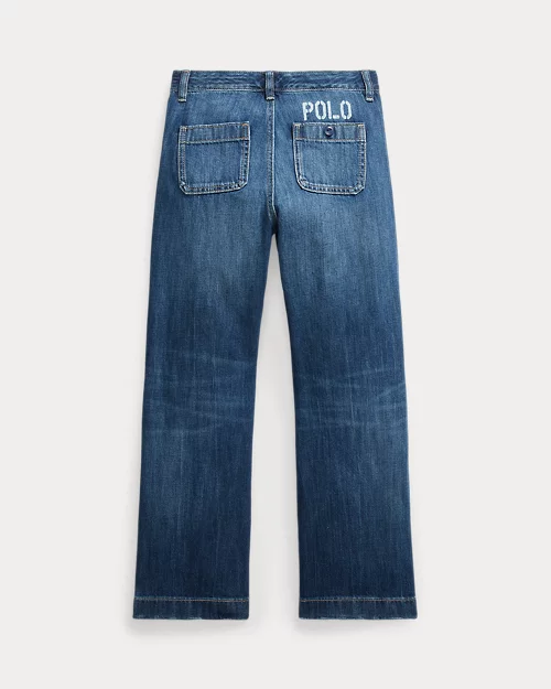 lauren ralph lauren Jeans de pernera ancha con logotipo para niña | Ralph Lauren® ES Rebajas