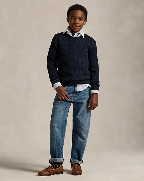 lauren ralph lauren Jersey de algodón en punto de ochos para niño | Ralph Lauren® ES Tienda