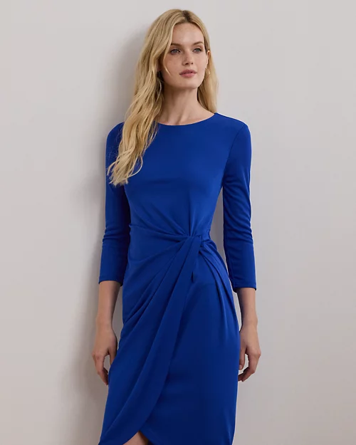 lauren ralph lauren Vestido anudado de punto elástico para mujer | Ralph Lauren® ES Libre de impuestos